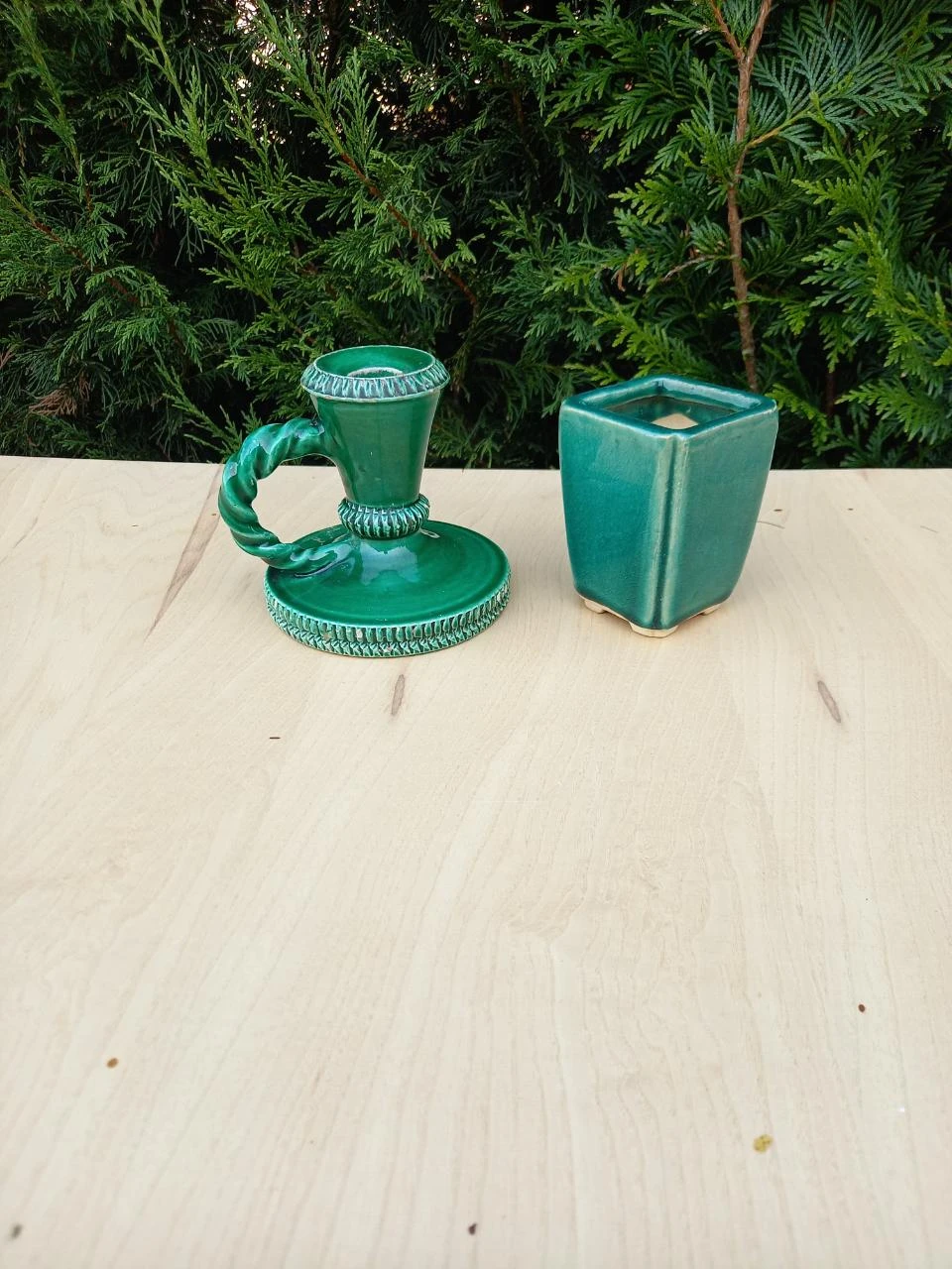 Pied de lampe et vase vintage